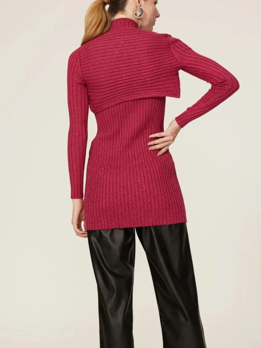 New Ronny Kobo Garner Knit Top in Fuchsia Size Medium